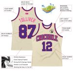 Personalized Basketball Jersey Cream Purple Black Pink Throwback Style Personalized Cream Purple Black-Pink Throwback Basketball