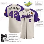Personalized Cream Purple Black Baseball Jersey for Men Women - Raglan Sleeves Personalized Cream Purple-Black Raglan Sleeves