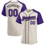 Personalized Cream Purple Black Baseball Jersey for Men Women - Raglan Sleeves Personalized Cream Purple-Black Raglan Sleeves