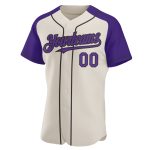 Personalized Cream Purple Black Baseball Jersey for Men Women - Raglan Sleeves Personalized Cream Purple-Black Raglan Sleeves
