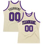 Personalized Purple Black Cream Throwback Basketball Jersey for Unique Style Personalized Cream Purple-Black Throwback Basketball