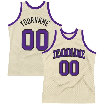 Personalized Purple Black Cream Throwback Basketball Jersey for Unique Style Personalized Cream Purple-Black Throwback Basketball