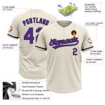 Custom Name and Number Purple Black Softball Jersey Unisex Two-Button Personalized Team Apparel Personalized Cream Purple-Black