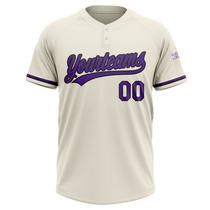 Custom Name and Number Purple Black Softball Jersey Unisex Two-Button Personalized Team Apparel Personalized Cream Purple-Black