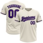 Personalized Unisex Softball Jersey Cream Purple Black Two-Button Design Personalized Cream Purple-Black Two-Button Unisex