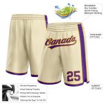 Custom Name and Number Basketball Shorts - Personalized Cream Purple-Gold Authentic Team Apparel Personalized Cream Purple-Gold