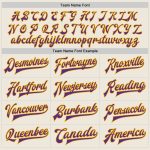Personalized Purple Gold Bomber Varsity Jacket Full-Snap Letterman 2 Personalized Cream Purple-Gold Bomber Full-Snap Varsity