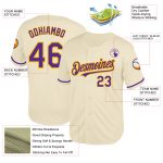 Custom Name & Number Authentic Throwback Baseball Jersey - Personalized Cream Purple Gold Mesh Team Jersey Personalized Cream