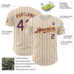 Custom Purple Gold Baseball Jersey with Pinstripe Design - Personalized Cream Personalized Cream (Purple Gold Pinstripe)