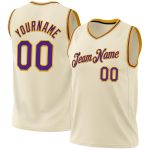 Custom Purple Gold Throwback Basketball Jersey - Personalized Sports Apparel Personalized Cream Purple-Gold Throwback Basketball