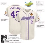 Custom Name and Number Baseball Jersey - Personalized Cream Purple-Gray Authentic Team Jersey Personalized Cream Purple-Gray
