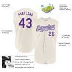Personalized Authentic Baseball Jersey in Cream Purple-Gray - Sleeveless Design Personalized Cream Purple-Gray Authentic