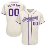 Personalized Purple-Gray Baseball Jersey for Men and Women - Custom Team Shirt Personalized Cream Purple-Gray Baseball Jersey