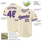 Custom Personalized Baseball Jersey - Cream Purple Gray-Black Authentic Team Name & Number Personalized Cream Purple Gray-Black