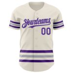 Custom Name and Number Baseball Jersey - Personalized Cream Purple-Gray Line Authentic Jersey Personalized Cream Purple-Gray