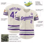 Custom Name and Number Baseball Jersey - Personalized Cream Purple-Gray Line Authentic Jersey Personalized Cream Purple-Gray