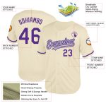 Personalized Purple Gray Cream Throwback Baseball Jersey Mesh Design Personalized Cream Purple-Gray Mesh Throwback Baseball