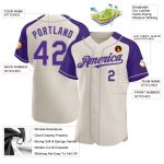 Personalized Cream Purple Gray Baseball Jersey with Raglan Sleeves Personalized Cream Purple-Gray Raglan Sleeves Baseball