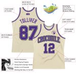 Personalized Purple-Gray Throwback Basketball Jersey - Custom Sports Apparel Personalized Cream Purple-Gray Throwback Basketball