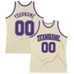 Personalized Purple-Gray Throwback Basketball Jersey - Custom Sports Apparel Personalized Cream Purple-Gray Throwback Basketball