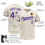 Personalized Unisex Softball Jersey in Cream Purple-Gray, 2-Button Design for Comfortable Wear Personalized Cream Purple-Gray