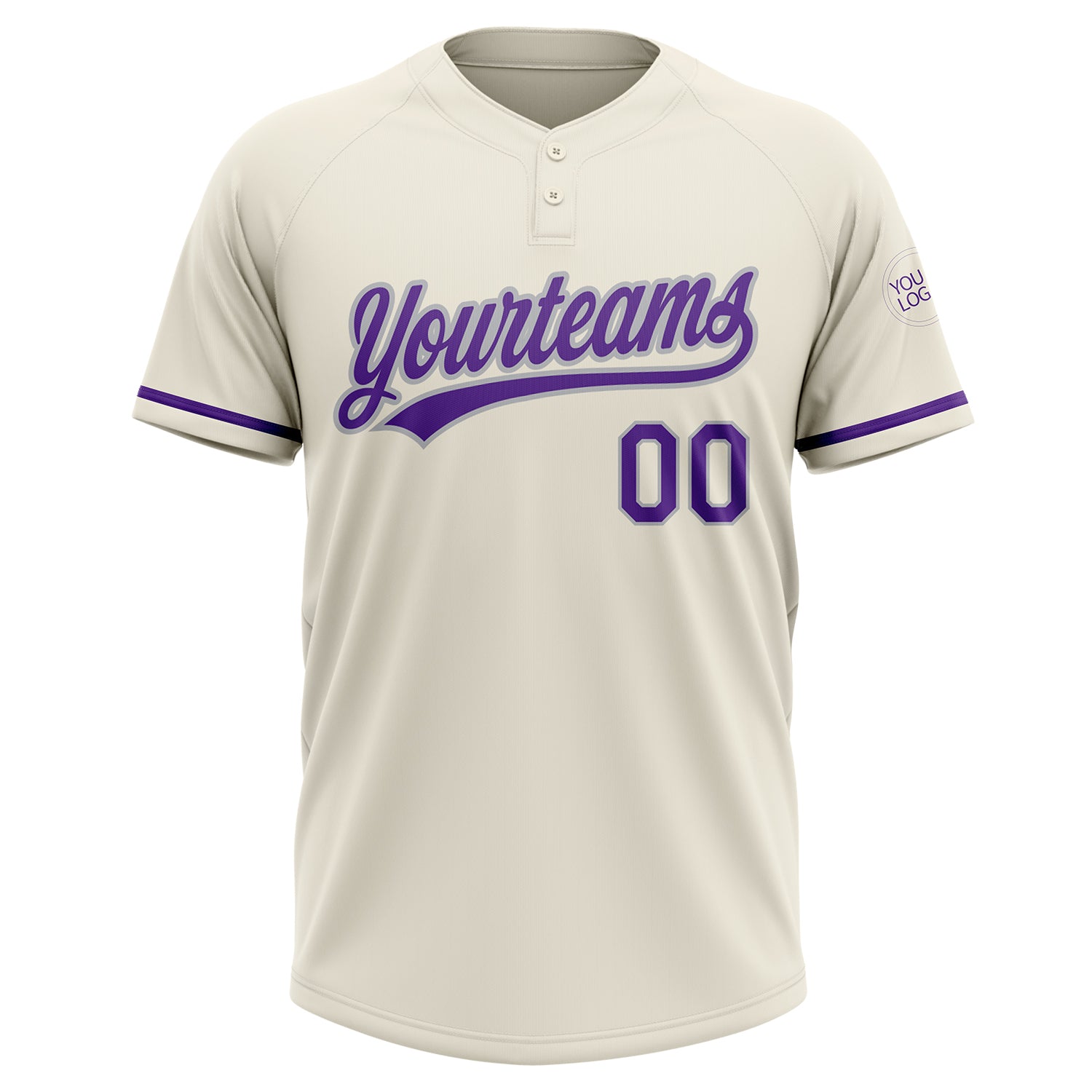 Personalized Cream Purple-Gray Two-Button Unisex Softball Jersey Team Custom Name and Number Custom Name and Number Two-Button Unisex Softball Jersey Cream Purple-Gray Personalized Design Personalized Cream Purple-Gray - Image 2