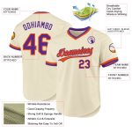 Custom Name and Number Baseball Jersey - Personalized Authentic Throwback in Cream Purple Orange Personalized Cream Purple-Orange