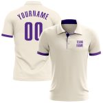 Personalized Purple Cream Performance Golf Polo Shirt for Men - Stylish Activewear Personalized Cream Purple Performance