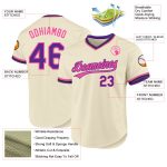 Custom Authentic Throwback Baseball Jersey - Personalized Cream Purple Pink-Black with Name and Number Personalized Cream