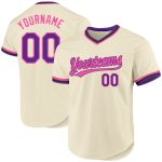 Custom Purple Pink Black Throwback Baseball Jersey - Personalized Sports Apparel Personalized Cream Purple Pink-Black Throwback