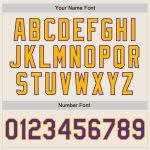 Personalized Purple Cream Pinstripe Gold Unisex Softball Jersey - Custom Two-Button Design Personalized Cream Purple Pinstripe