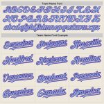Customizable Cream Purple Pinstripe Softball Jersey Light Blue Unisex Two-Button Design Personalized Cream Purple Pinstripe