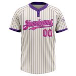 Personalized Purple Cream Pinstripe Unisex Softball Jersey - Soft and Stylish Two-Button Design Personalized Cream Purple