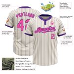 Personalized Purple Cream Pinstripe Unisex Softball Jersey - Soft and Stylish Two-Button Design Personalized Cream Purple