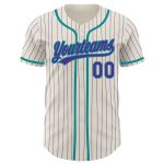 Personalized Purple Teal Pinstripe Baseball Jersey for Men and Women Personalized Cream Purple Pinstripe Teal Baseball Jersey
