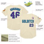 Custom Personalized Purple Teal Mesh Baseball Jersey with Name and Number - Authentic Throwback Team Style Personalized Cream