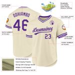 Personalized Purple White Throwback Baseball Jersey - Custom Cream Jersey Personalized Cream Purple-White Throwback Baseball