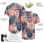 Personalized Red Cream 3D Hawaii Palm Leaves Floral Design Baseball Jersey Personalized Cream Red 3D Hawaii Palm Leaves And