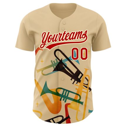 Personalized 3D Red Cream Baseball Jersey for International Jazz Day Celebrations Personalized Cream Red 3D International