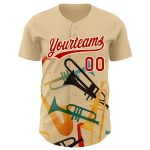 Personalized 3D Pattern Cream Red International Jazz Day Custom Baseball Jersey with Name and Number Personalized Cream Red