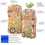 Custom Cream Red 3D Vintage Gears Basketball Jersey for Men and Women Personalized Cream Red 3D Vintage Gears Basketball