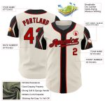 Custom Authentic Baseball Jersey - Personalized Cream Red-Black, 3 Colors, Arm Shapes, Custom Name & Number Personalized