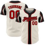 Personalized Baseball Jersey in Cream Red-Black 3 Colors with Unique Arm Shapes Personalized Cream Red-Black 3 Colors Arm