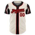 Personalized Baseball Jersey in Cream Red-Black 3 Colors with Unique Arm Shapes Personalized Cream Red-Black 3 Colors Arm