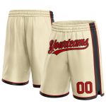 Custom Team Basketball Shorts - Personalized Red-Black Authentic with Name & Number Personalized Cream Red-Black Authentic