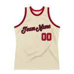 Personalized Authentic Basketball Jersey - Cream Red-Black Throwback Design Personalized Cream Red-Black Authentic Throwback