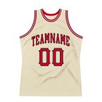 Custom Name and Number Personalized Authentic Red-Black Basketball Jersey - Throwback Team Style Personalized Cream Red-Black