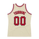 Custom Name and Number Personalized Authentic Red-Black Basketball Jersey - Throwback Team Style Personalized Cream Red-Black