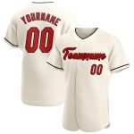 Personalized Red and Black Baseball Jersey with Cream Details - Custom Team Jersey Personalized Cream Red-Black Baseball