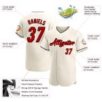 Personalized Red and Black Baseball Jersey with Cream Details - Custom Team Jersey Personalized Cream Red-Black Baseball